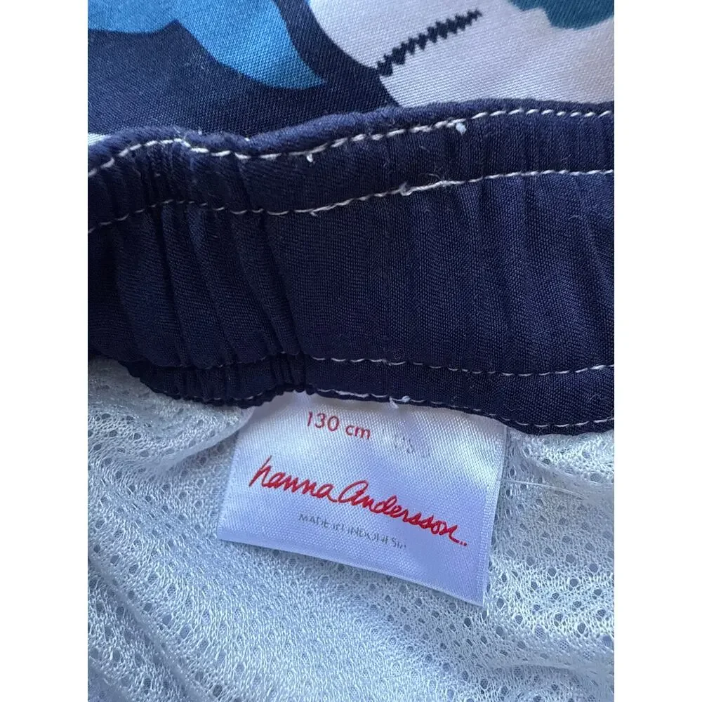 Hanna Andersson Boys Sharks Swim Trunks & Graphic T-Shirt Size 8-10